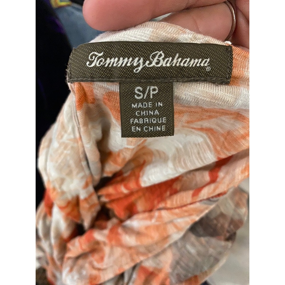 Tommy Bahama Orange Tropical Floral Slub Knit V-Neck Maxi Dress Small S/P - Picture 6 of 6